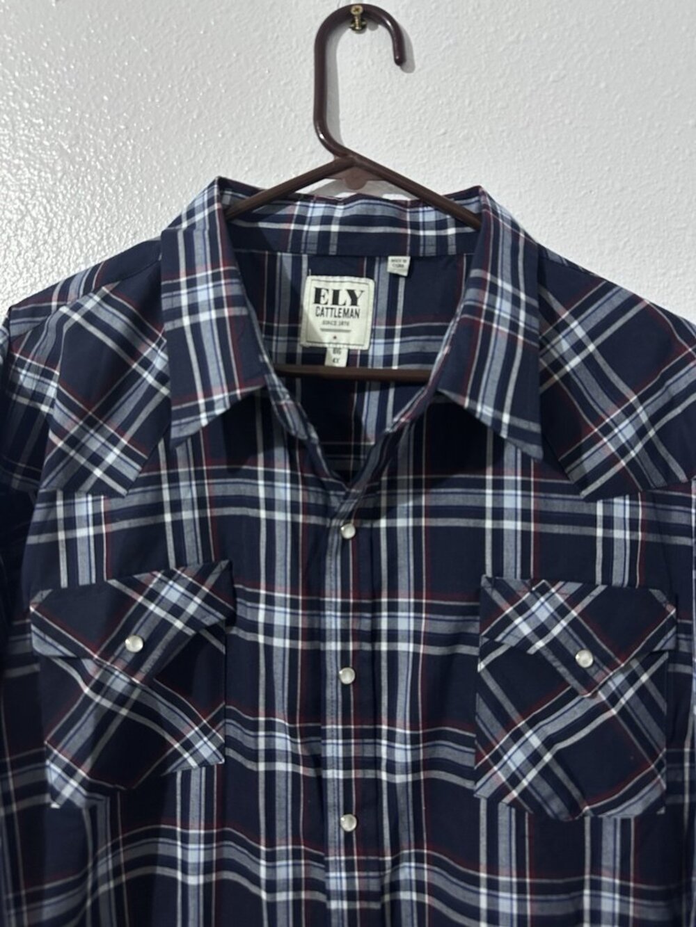 Ely Cattleman Mens Big 4XL Plaid Pearl Snap Western Shirt Rodeo Ranch Cowboy - Picture 3 of 6